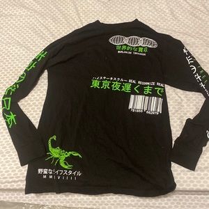 Unisex Black & Green Graphic Long Sleeve Shirt